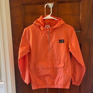Avalanche boy’s 10-12 yo bright orange anorak jacket w front pocket & hood.